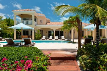 Beachside view of Villa Mirabelle and pool